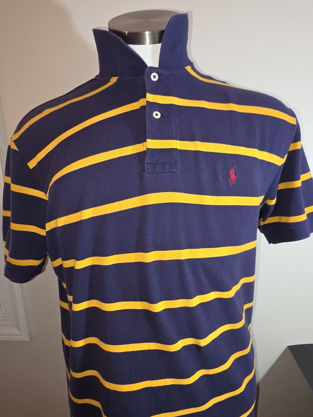 Polo by Ralph Lauren Navy with Yellow Stripes Rugby Polo